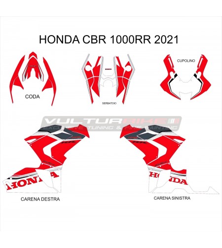 Kit completo adesivi red white - Honda CBR 1000 RR 2020 / 2021 