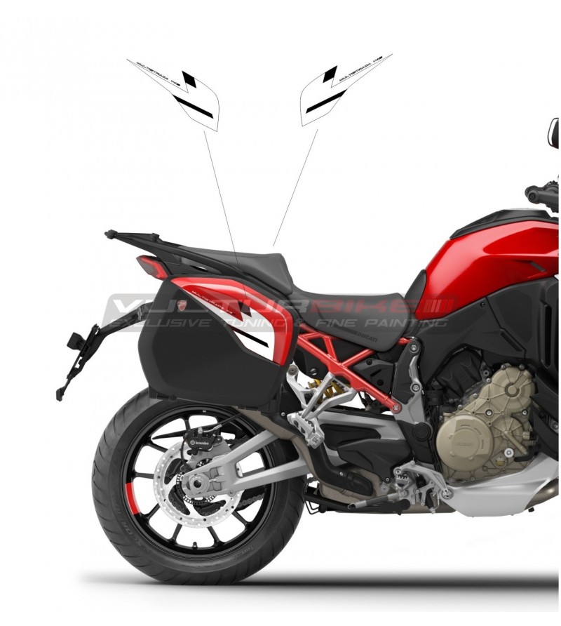 Autocollants noirs et blancs pour housses de bagages - Ducati Multistrada V4 / V4S / Rallye