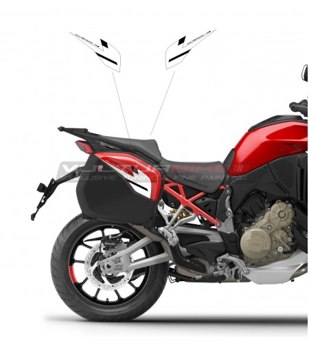 Schwarz-weiße Aufkleber für Gepäckabdeckungen - Ducati Multistrada V4 / V4S / Rally