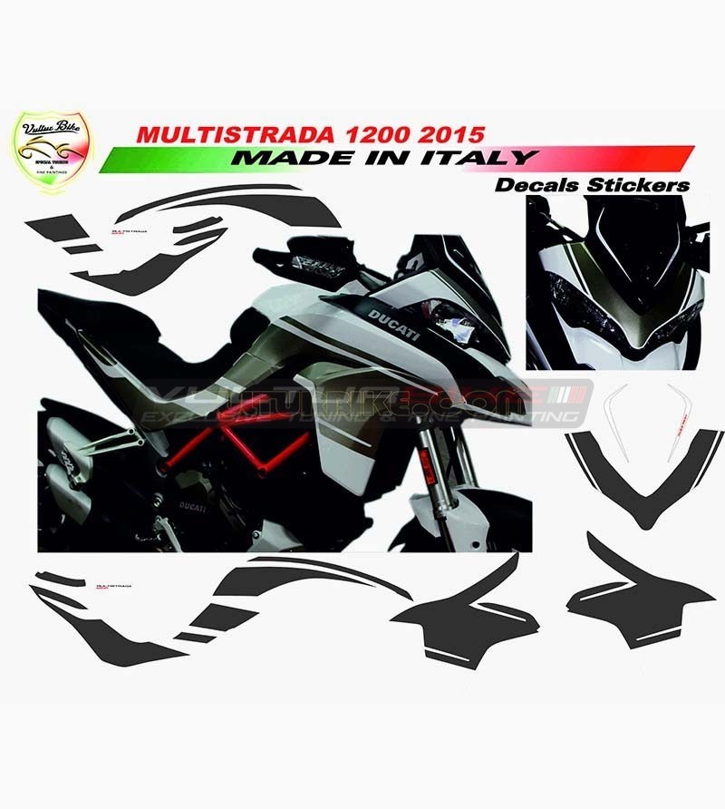 Kit adhésif graphite design exclusif - Ducati Multistrada 1200 2015 
