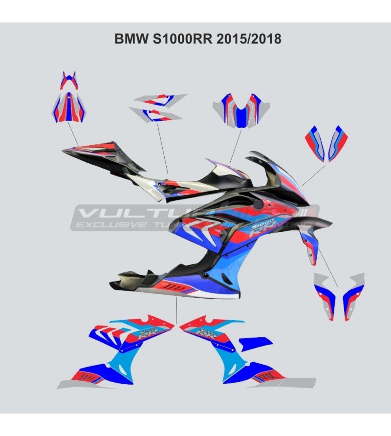 Kit Komplettaufkleber rot blau - BMW S1000RR 2015 / 2018