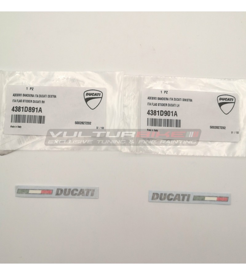 Adesivi originali bandiera italia Ducati destra e sinistra universali