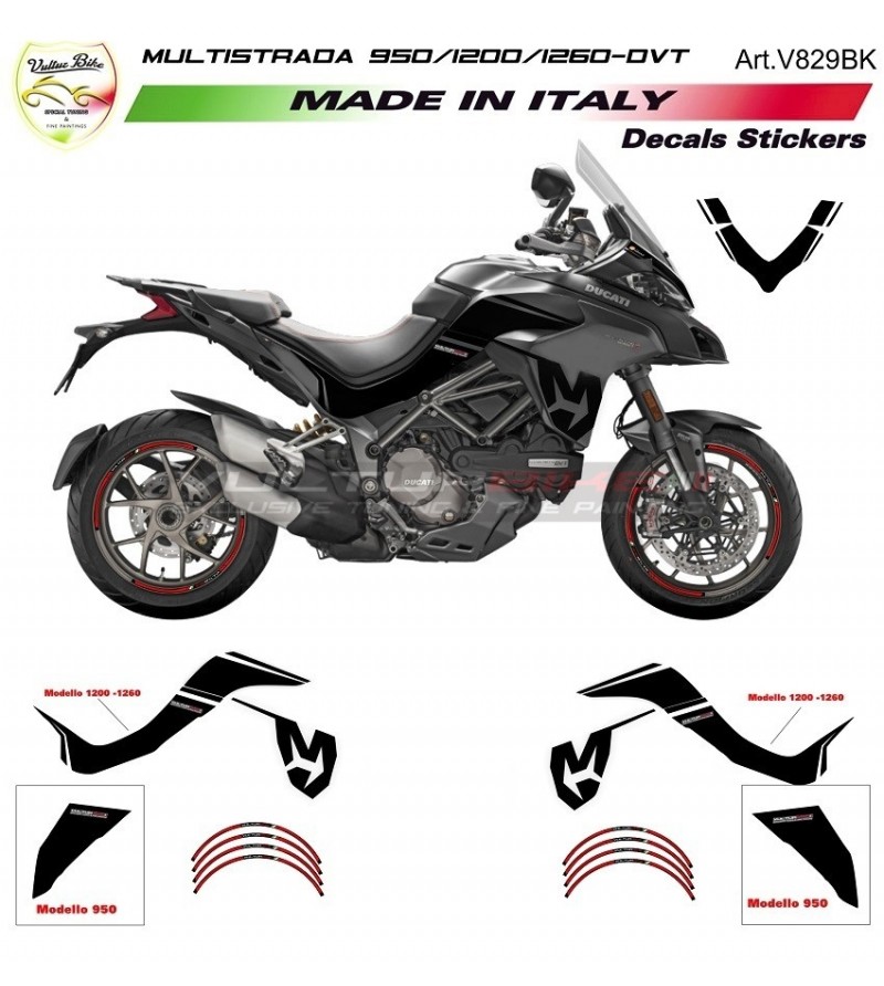 Mission Winnow Black Sticker Kit - Ducati Multistrada 1200 / 1260 / 950 