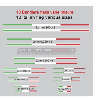 Set mit 18 italienischen Flaggenaufklebern in verschiedenen Größen