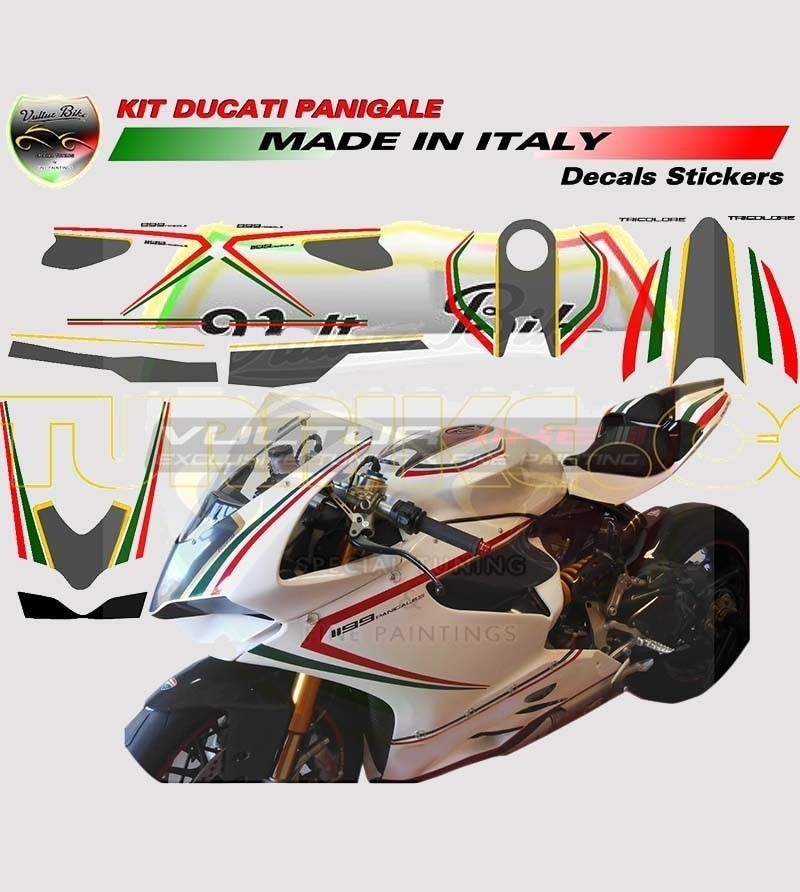 Tricolor stickers kit for white bike - Ducati Panigale 899/1199 