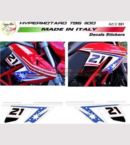 Side panels stickers red motorcycle - Ducati Hypermotard 796/1100 