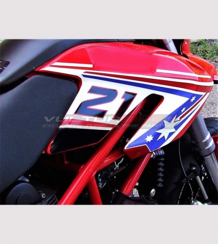 Autocollants pour sidelings moto rouge - Ducati Hypermotard 796/1100 
