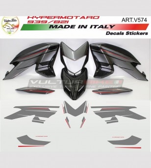 Graphit/Rot Aufkleber Kit - Ducati Hypermotard 821/939 
