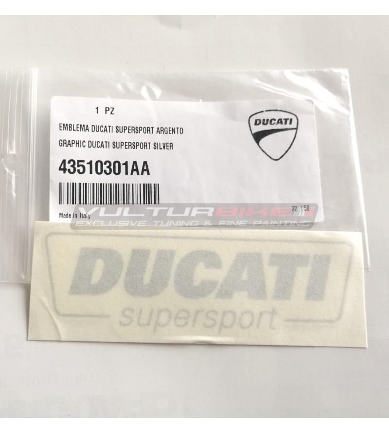 Emblema original Ducati Supersport color plata 