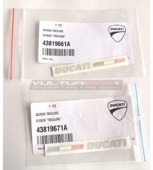 Coppia di adesivi originali Ducati con bandiera tricolore