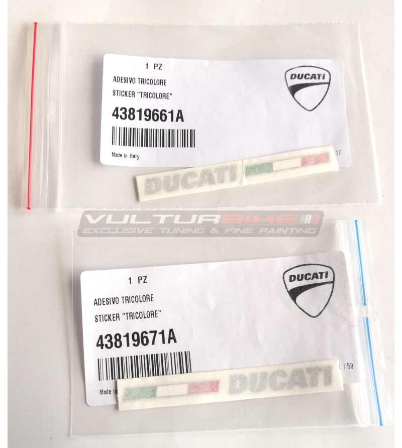 Par de pegatinas originales Ducati con bandera tricolor