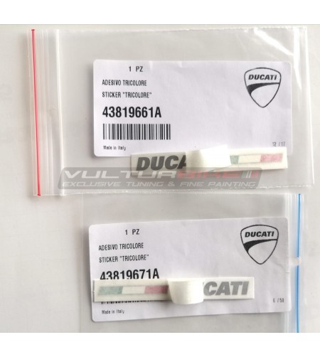 Pair of original stickers Ducati with tricolor flag