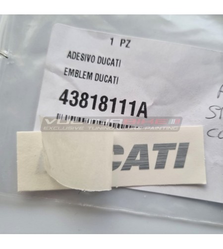 Adesivo emblema Ducati originale colore alluminio spazzolato