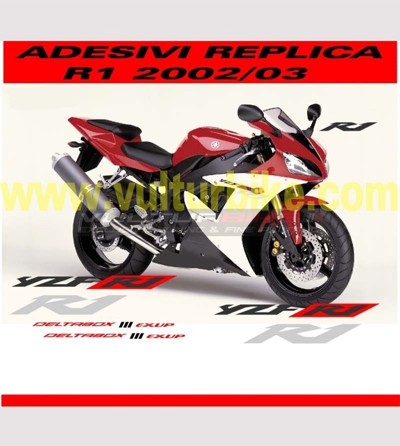Kit autocollant graphite met./ rouge / argent - Yamaha R1 2002/2003 