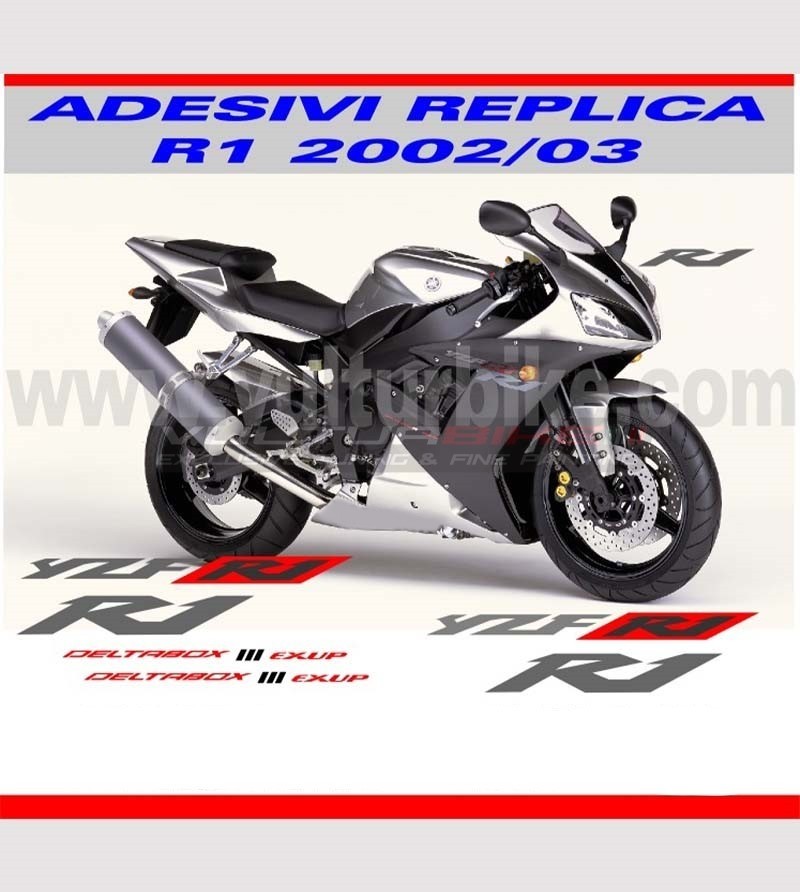 Stickers kit metal graphite and red color - Yamaha R1 2002/2003 