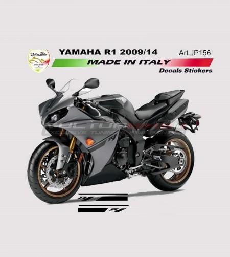 Side fairings stickers black/grey - Yamaha R1 2009/14 