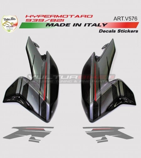 Side fairings stickers graphite/red- Ducati Hypermotard 821/939 