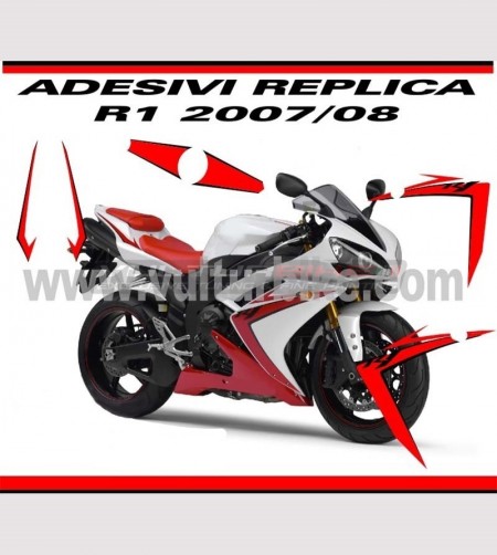 Kit de pegatinas en rojo / negro - Yamaha R1 2007/2008 