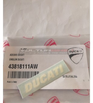 Pegatina emblema Ducati color blanco original