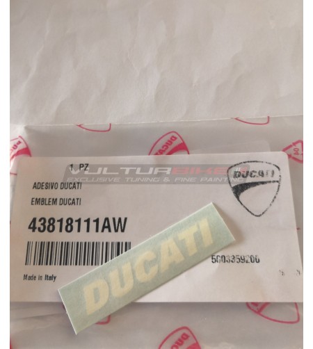Emblemaufkleber Ducati originaler weißer Farbe