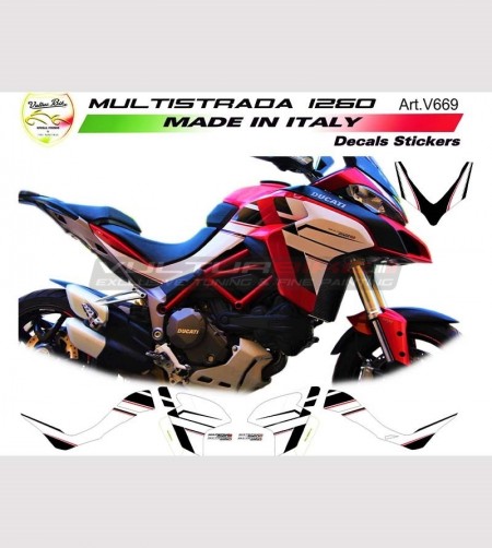 Kit completo pegatinas diseño de motocicleta roja personalizada - Ducati Multistrada 1260 