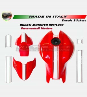 Pegatinas de la banda central tricolor - Ducati Monster 821/1200 