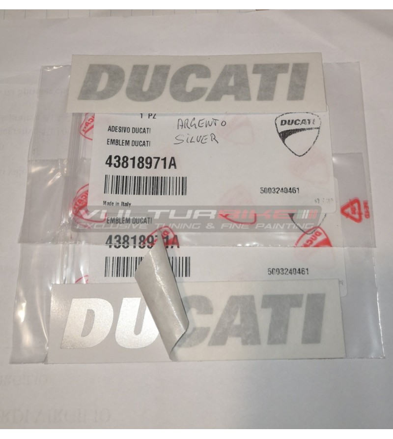 Par de calcomanías originales Ducati color plata