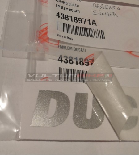 Paire de décalcomanies originales Ducati couleur argent
