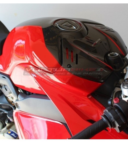 Couvercle de réservoir carbone bicolore rouge noir - Ducati Panigale V4 / V4s / V4R / Streetfighter V4 