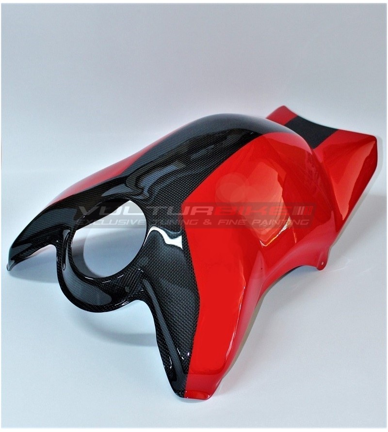 Zweifarbige Tankabdeckung aus rot-schwarzem Carbon - Ducati Panigale V4 / V4s / V4R / Streetfighter V4 