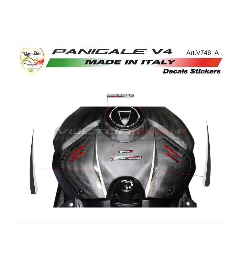 Autocollants pour couvercle de réservoir spécial argent /noir - Ducati Panigale V4 / V4S / V4R 