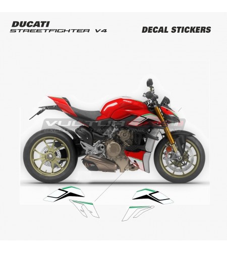Autocollants pour carénages latérales design tricolore italien - Ducati Streetfighter V4 / V4S 