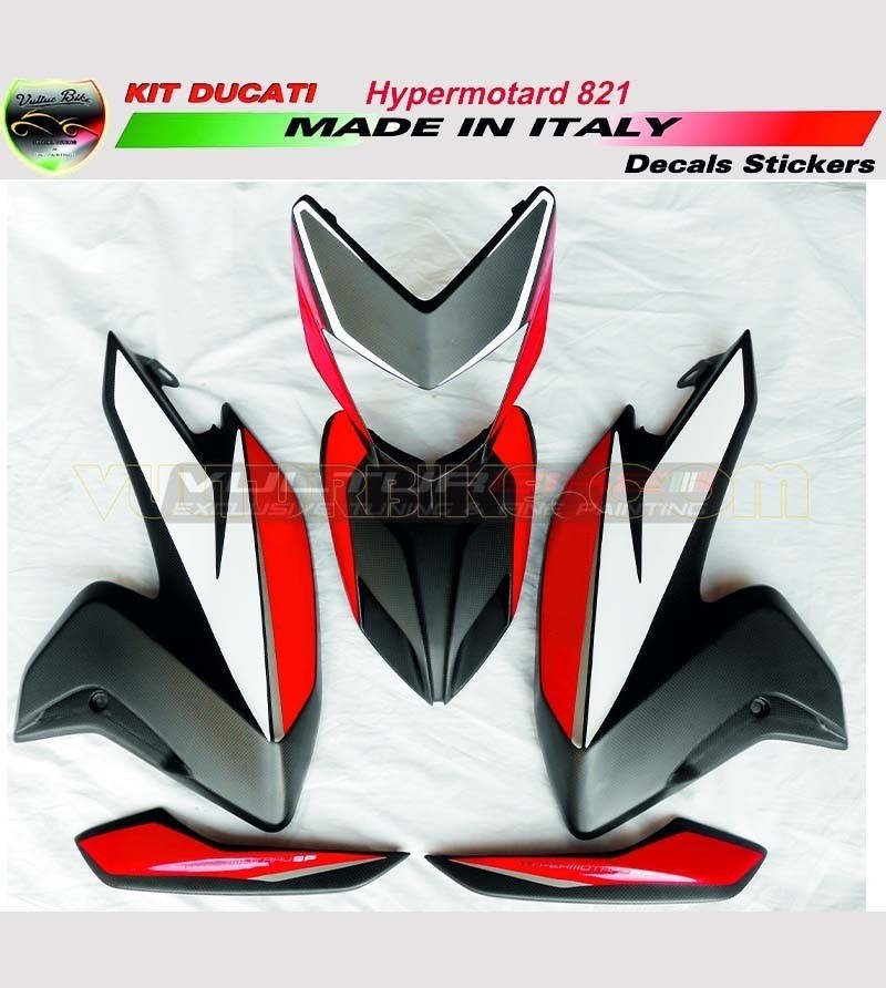 Kit adhesivo blanco/rojo/plata - Ducati Hypermotard 821 