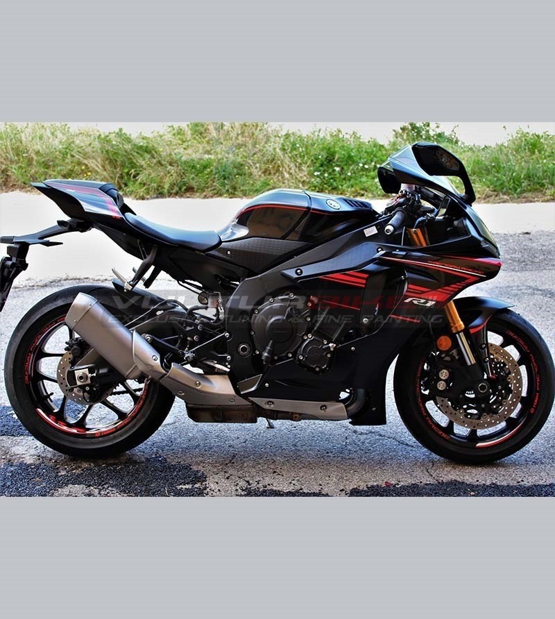 Stickers Kit Factory Racing version rouge - Yamaha R1 2015-2018 