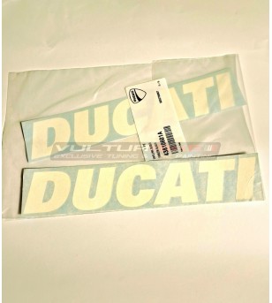 Coppia di Emblemi Ducati originali colore bianco carena SBK 