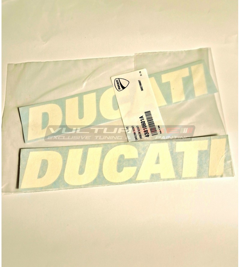 Paar Embleme Ducati originalen weißen Rumpf SBK 