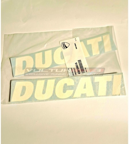 Coppia di Emblemi Ducati originali colore bianco carena SBK 