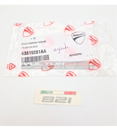 Original Aufkleber Ducati Monster 821 silber mit Fahne 
