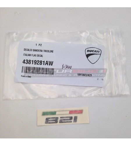Autocollant original Ducati Monster 821 noir avec drapeau italien 