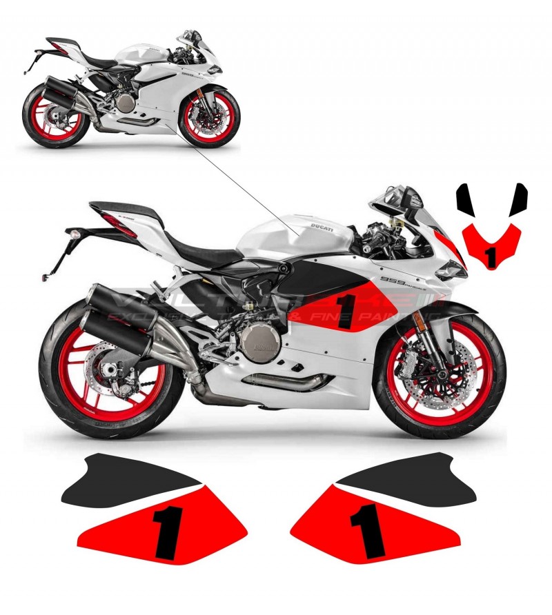 Kit adesivi moto bianca numero personalizzabile - Ducati Panigale 959 / 1299 