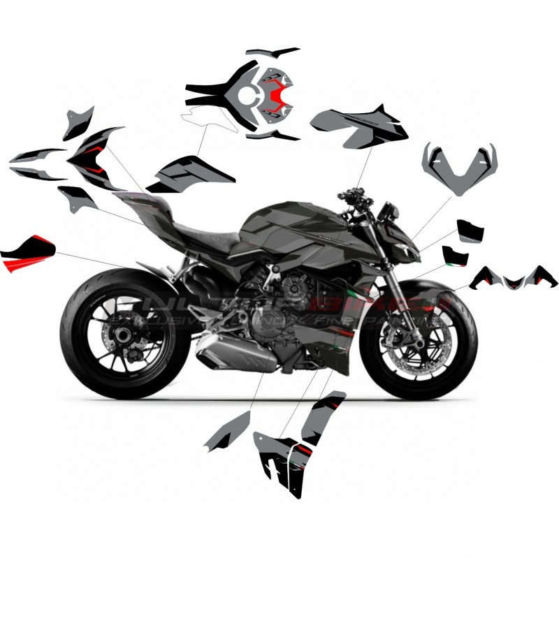 Kit de pegatinas de diseño gris - Ducati Streetfighter V4 