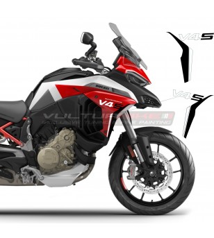 Adesivi bianco neri per fianchetti design personalizzato - Ducati Multistrada V4S 