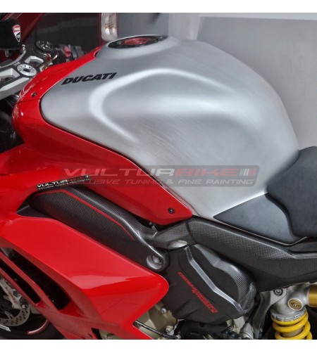 Coperchio serbatoio carbonio effetto alluminio spazzolato - Ducati Panigale / Streetfighter V4 