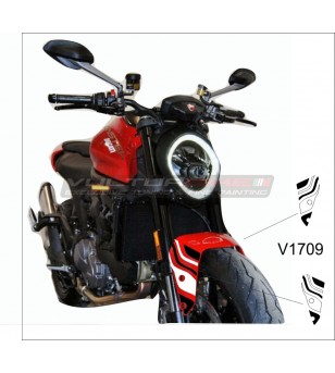 Schwarz-weiß gestreifte Aufkleber für Kotflügel vorne - Ducati Monster 937 