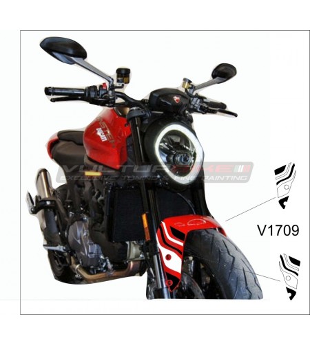 Black and white striped stickers for front fender - Ducati Monster 937 