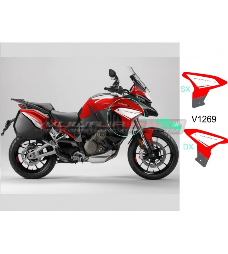 Adesivi colore rosso / bianco / graphite opaco per pannelli laterali - Ducati Multistrada V4 / V4S