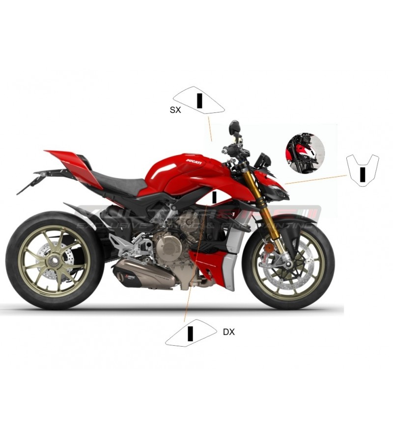 Kit autocollants numéro 1 pour bulle et panneaux latéraux - Ducati Streetfighter V4 