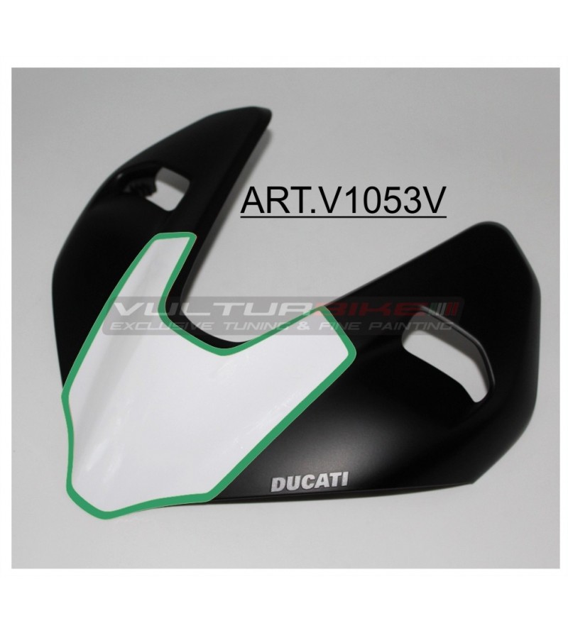 Autocollant blanc avec bordure verte pour bulle - Ducati Streetfighter V2 / V4 / V4S 