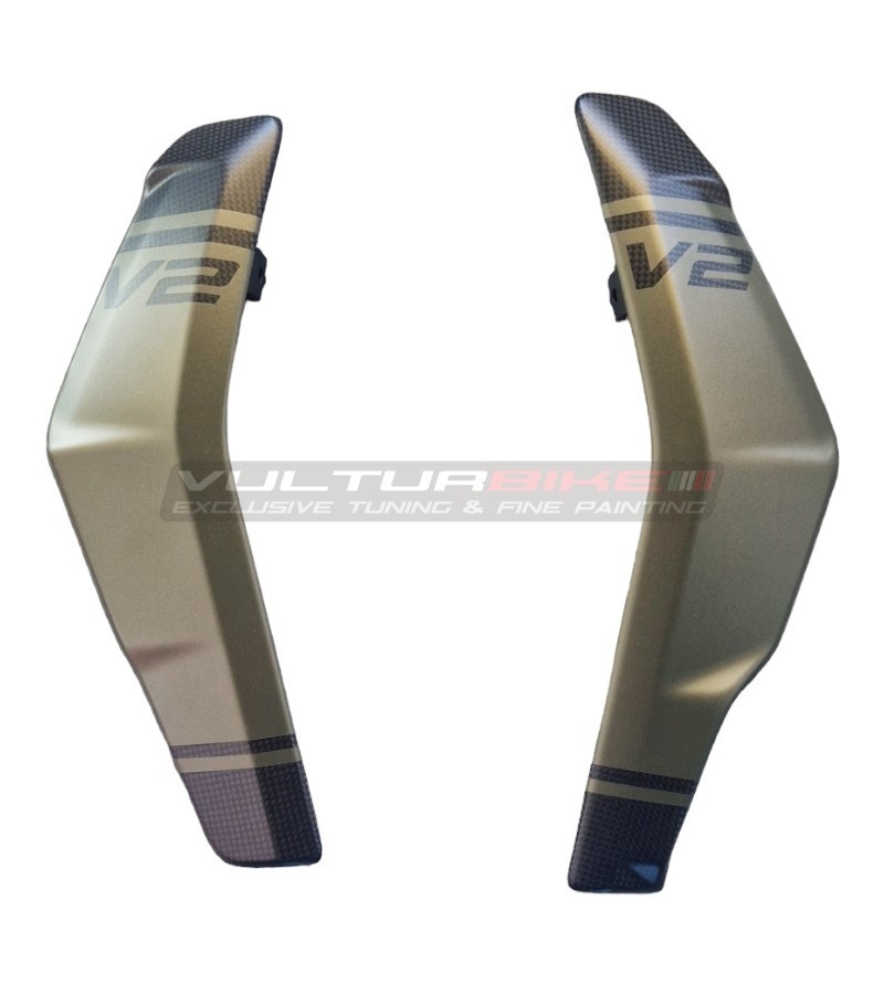 Cache-radiateurs en carbone personnalisés pour Ducati Streetfighter V2 Storm Green 