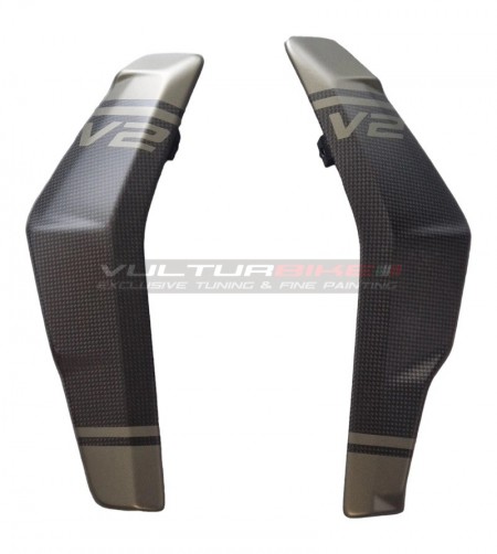 Custom Carbon Kühlerabdeckung Storm Green - Ducati Streetfighter V2